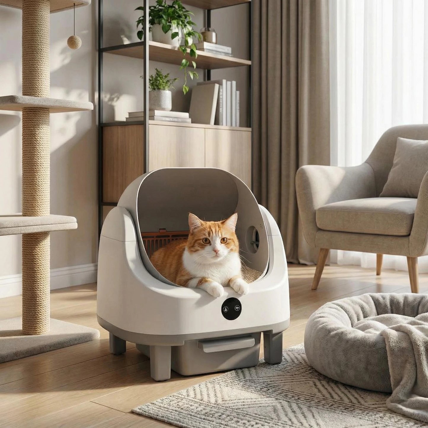 App-Controlled Self-Cleaning Litter Box For Multiple Cats 9L Open Top
