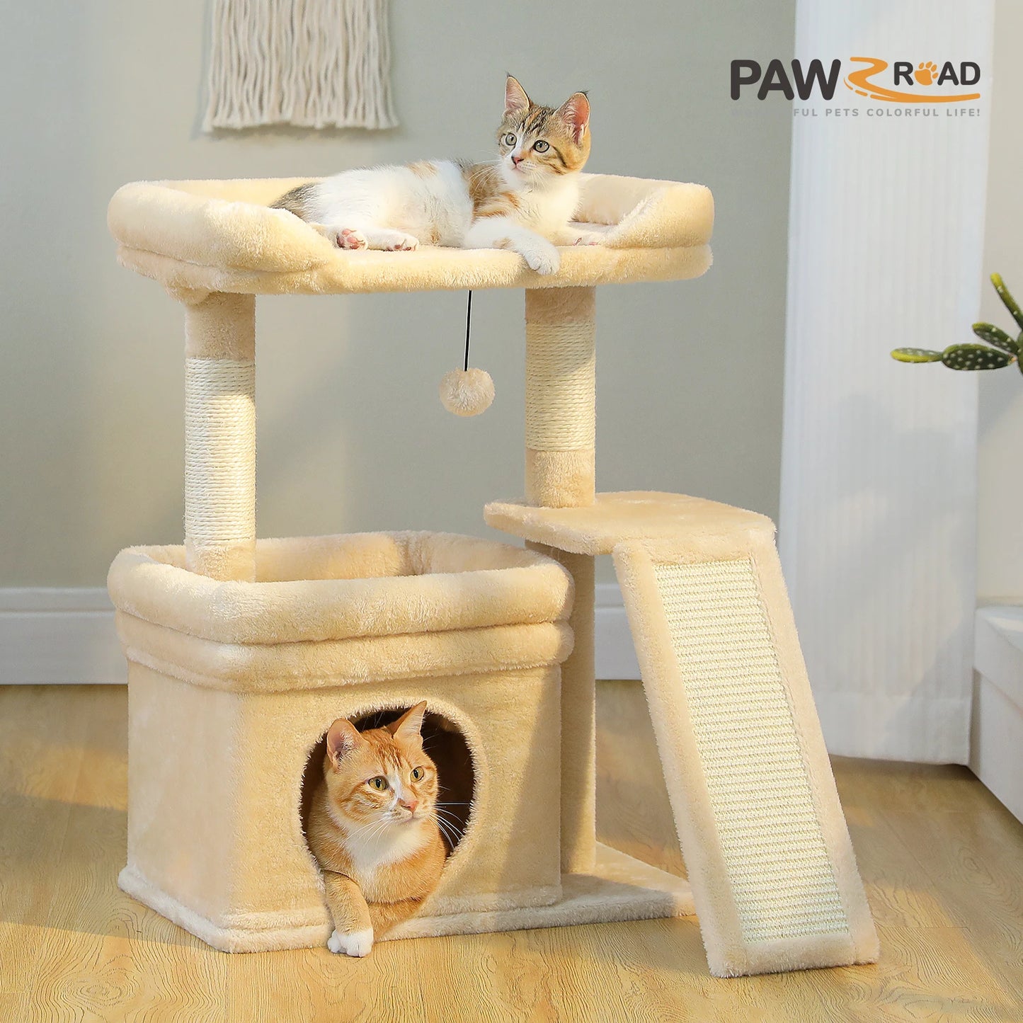 Compact Cat Tree With Sisal Scratching Post And Top Perch