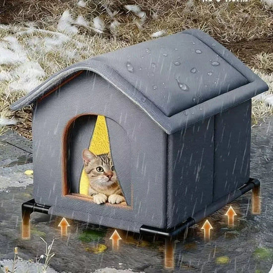 Waterproof Foldable Cat House With Mat Outdoor Shelter