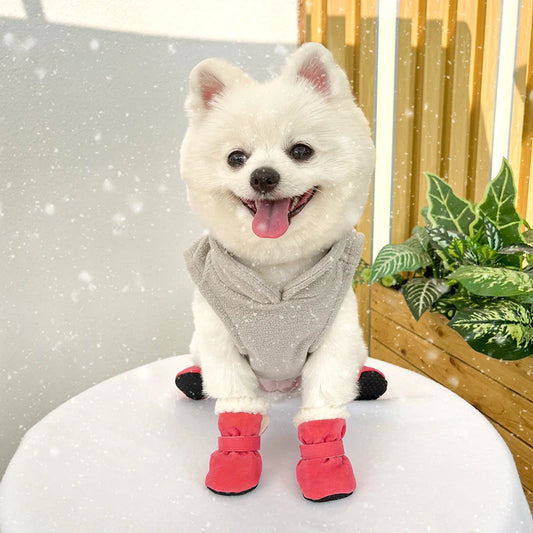 NONECN Winter Waterproof Dog Boots For Small Dogs 4-Pack