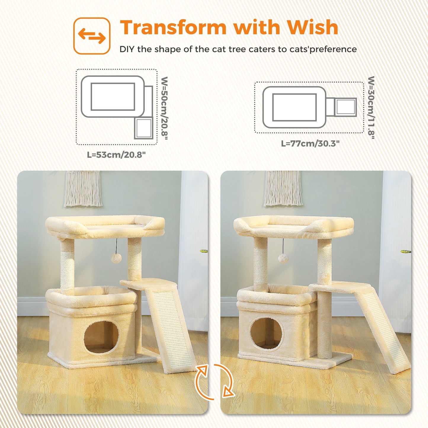 Compact Cat Tree With Sisal Scratching Post And Top Perch