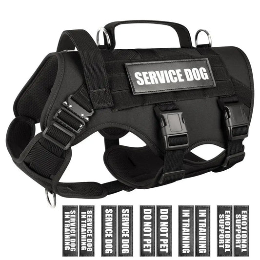 Service Dog Vest Harness for Large Dogs with MOLLE System No Pull Heavy Duty Training