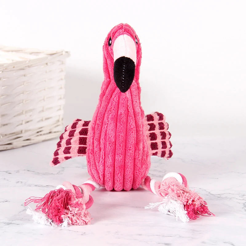Plush Flamingo Squeaky Dog Toy for Small Dogs