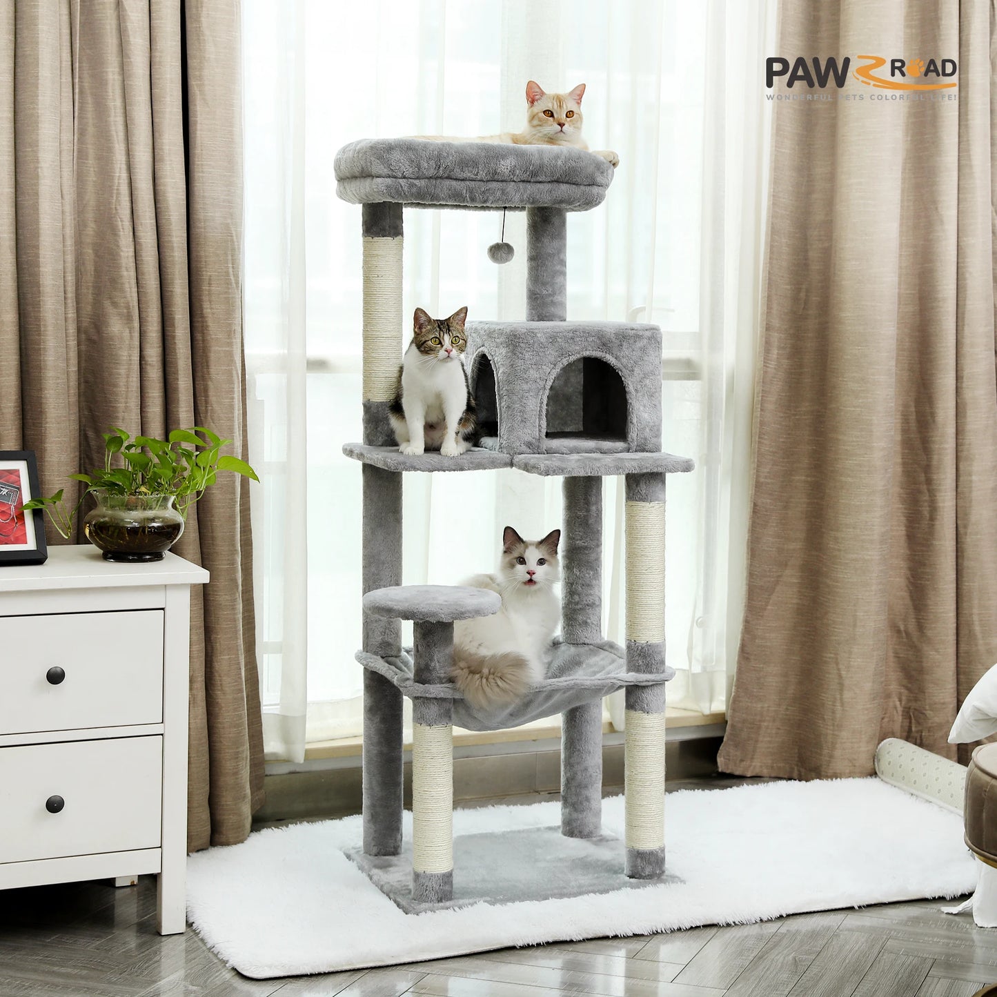 PAWZ Road Cat Tree Indoor 5-Level Tower For Large Cats