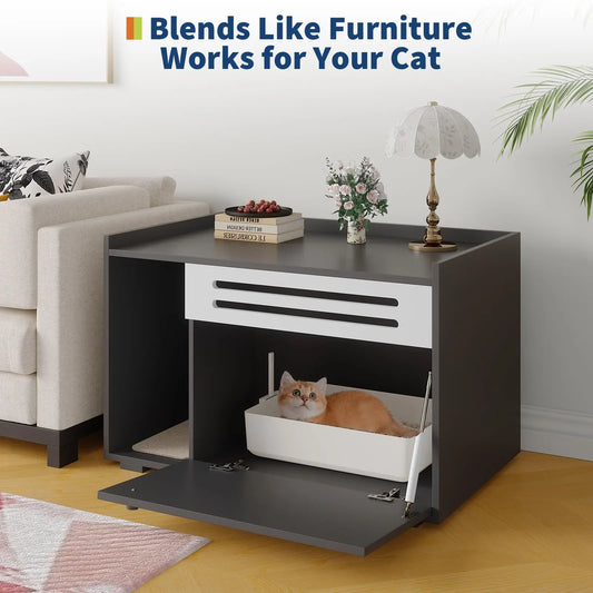 HiMISSCN 2 In 1 Cat House End Table Litter Enclosure