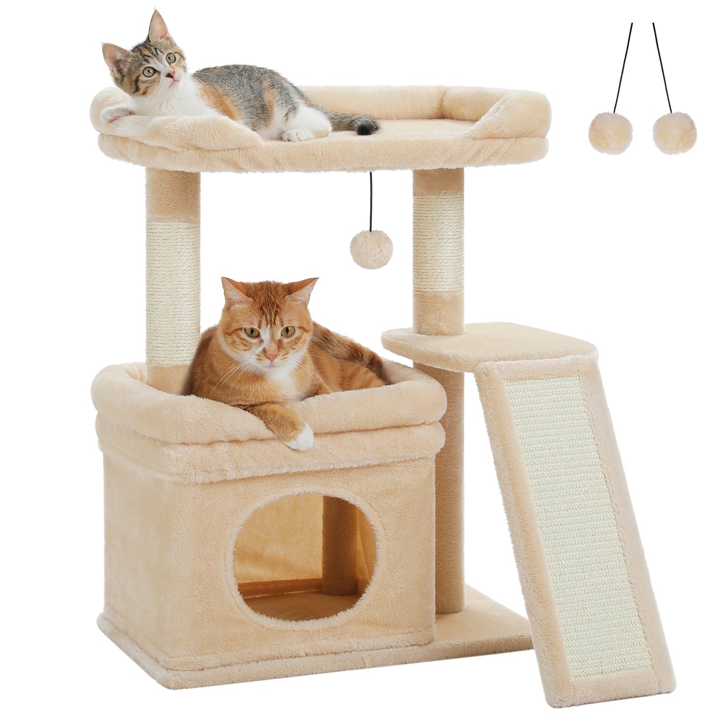 Compact Cat Tree With Sisal Scratching Post And Top Perch