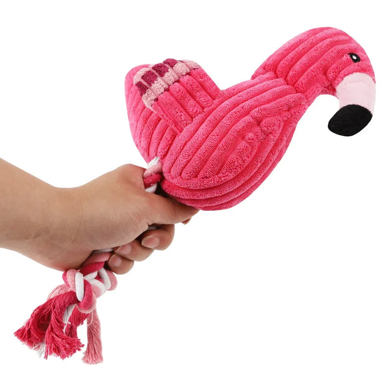 Plush Flamingo Squeaky Dog Toy for Small Dogs