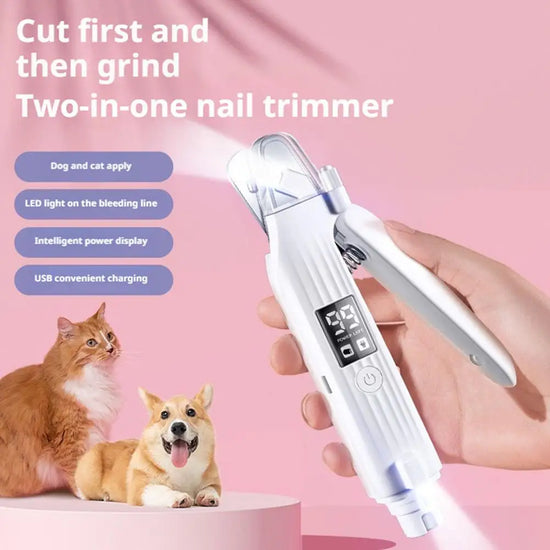 2 In 1 Electric Pet Nail Trimmer With LED Lights For Dogs And Cats