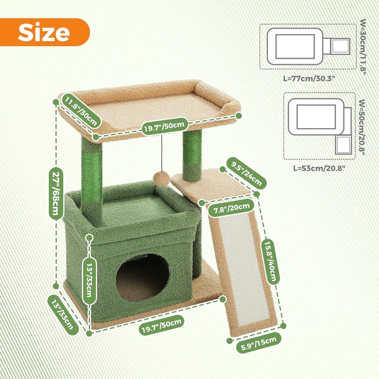 Compact Cat Tree With Sisal Scratching Post And Top Perch