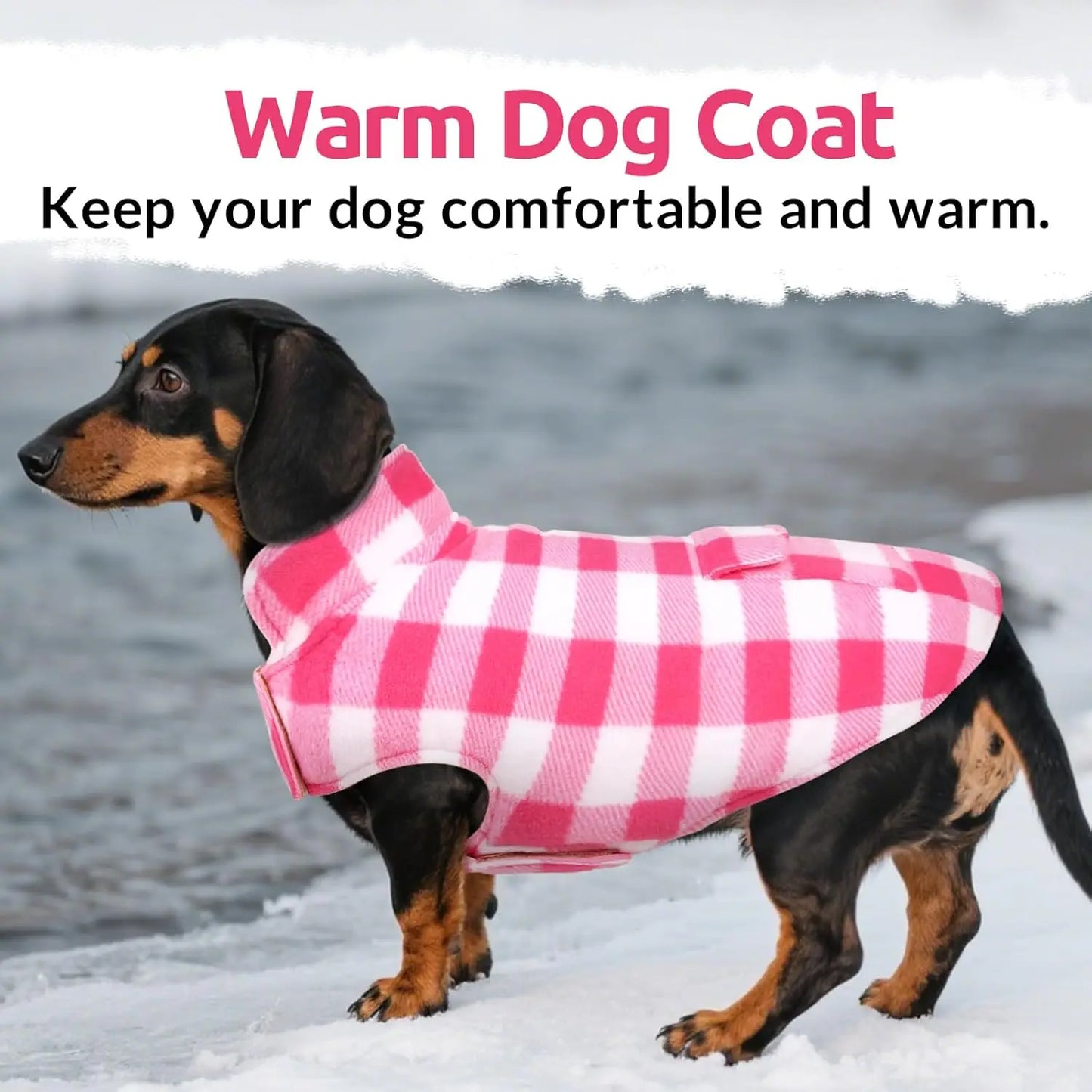 Reversible Fleece Dog Jacket Plaid Vest Waterproof Windproof All Dogs