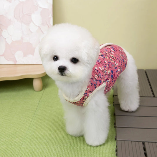 Winter Flower Pattern Pet Jacket For Small Dogs