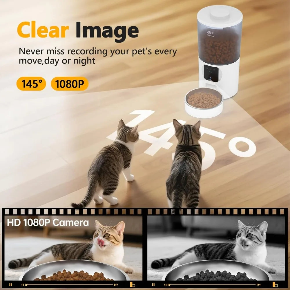 Smart Pet Feeder With Camera Two Way Audio App Control for Cats and Small Dogs