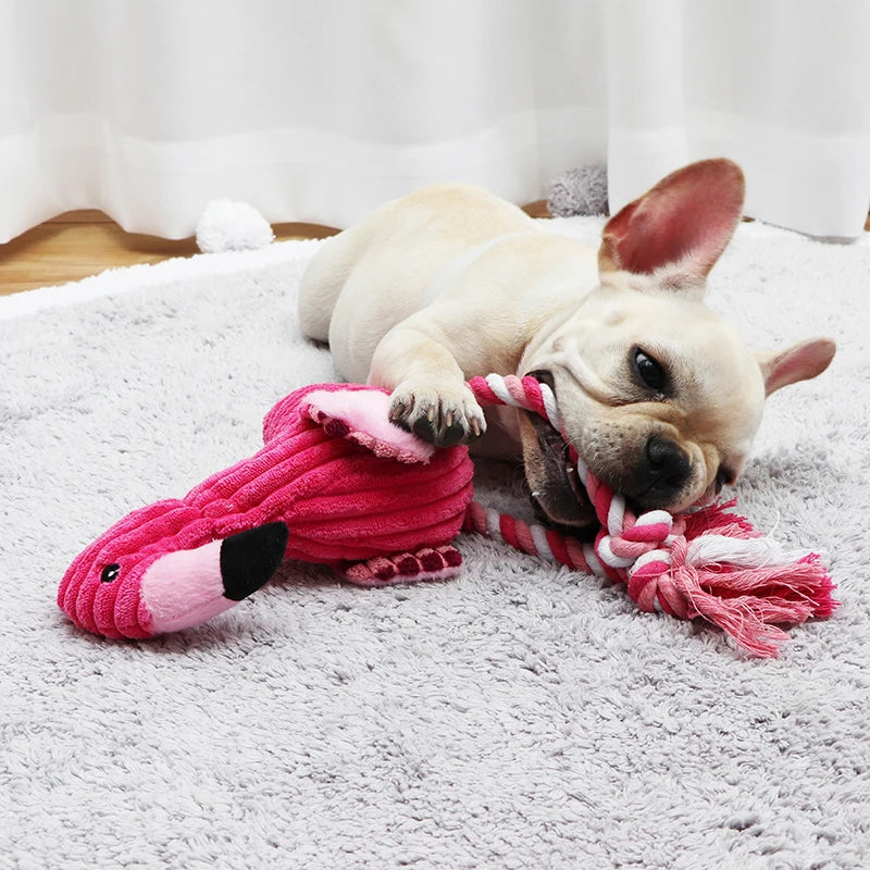 Plush Flamingo Squeaky Dog Toy for Small Dogs