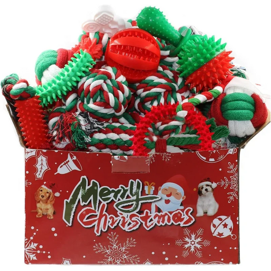 Christmas Dog Toys 15 Pack For Puppies Teething Durable Rubber And Rope Toys Varied