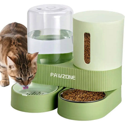 2 Pack Automatic Cat Feeder And Gravity Water Dispenser Set