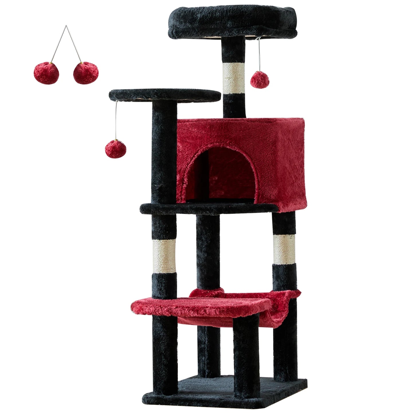 JHK Multi Cat Tree Tower With Natural Sisal Posts Condo Hammock Perches For Indoor Cats