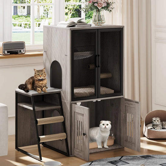HiMISSCN Hidden Cat Litter Box Furniture With Odor Control