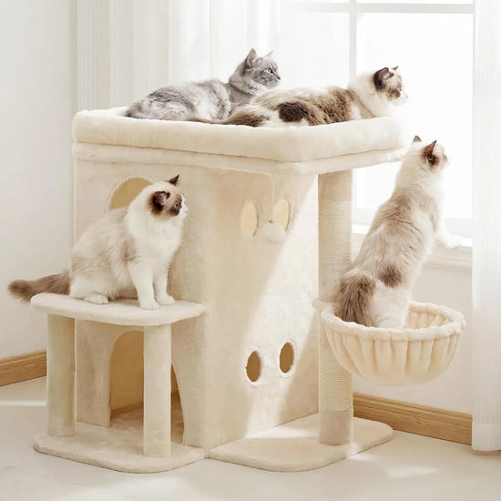 NBVCX Cat Tree Tower With Large Perch Dual Condos Sisal Posts