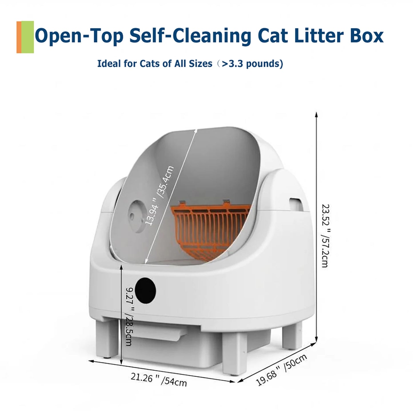 App-Controlled Self-Cleaning Litter Box For Multiple Cats 9L Open Top