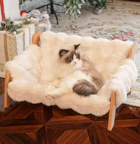Elevated Wooden Cat Sofa Bed With Removable Washable Cover