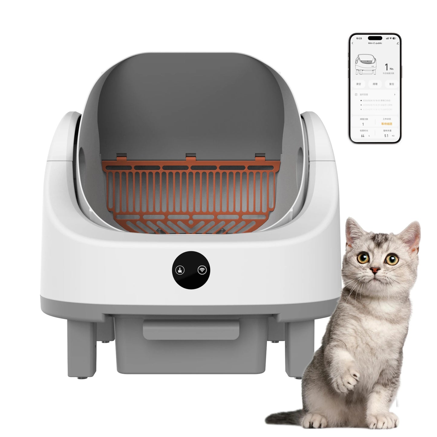 App-Controlled Self-Cleaning Litter Box For Multiple Cats 9L Open Top