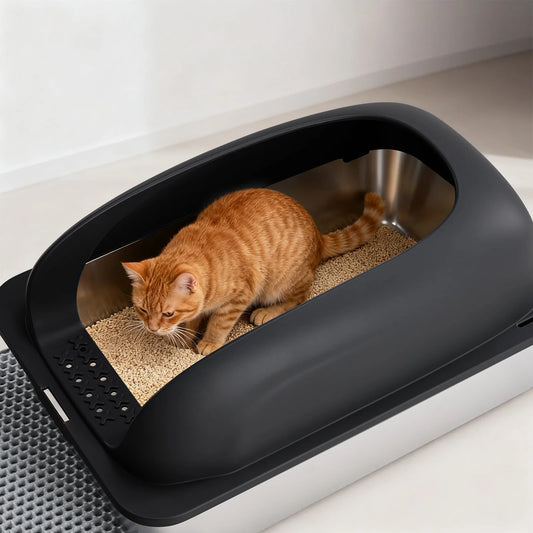 JHK Stainless Steel Cat Litter Box With Lid