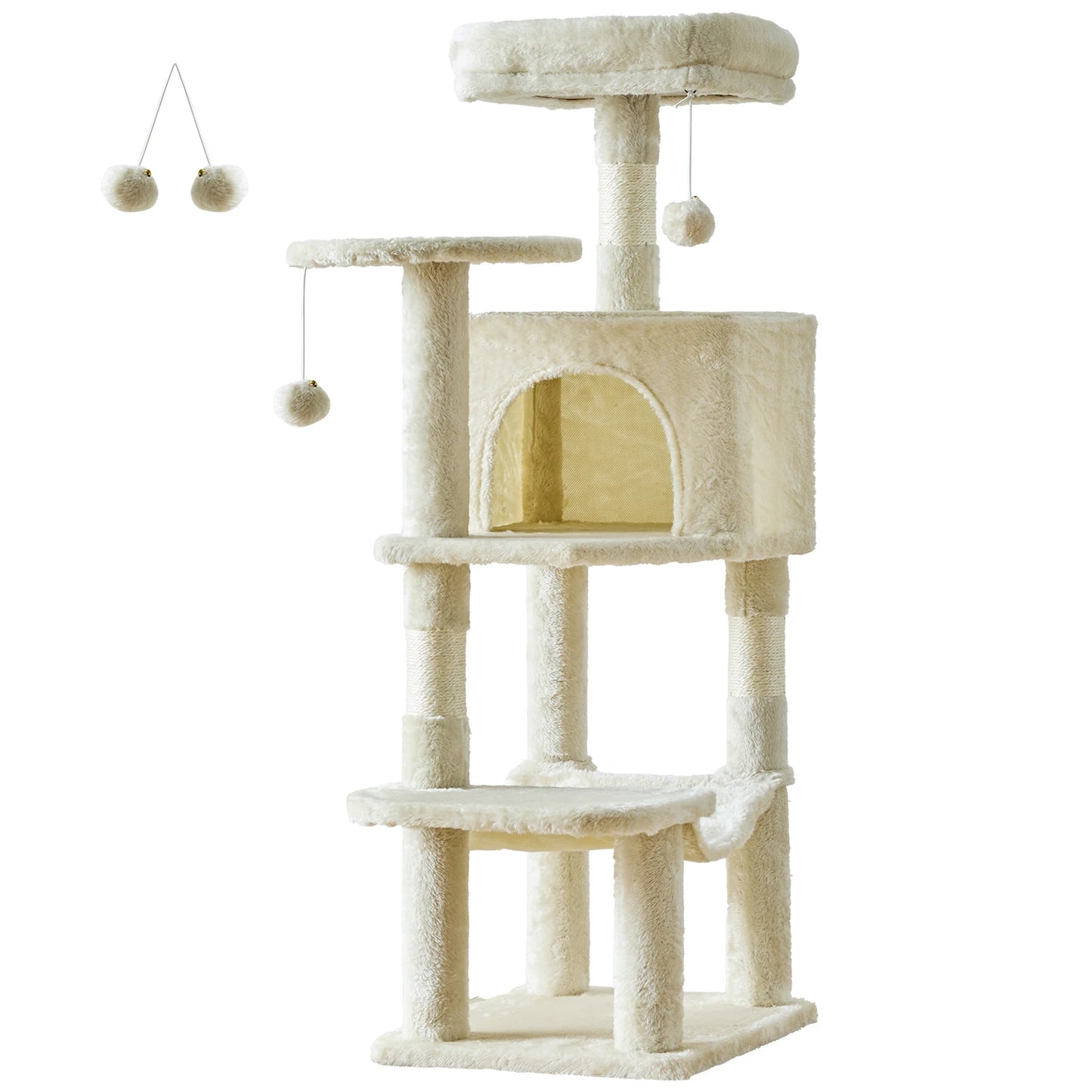 JHK Multi Cat Tree Tower With Natural Sisal Posts Condo Hammock Perches For Indoor Cats