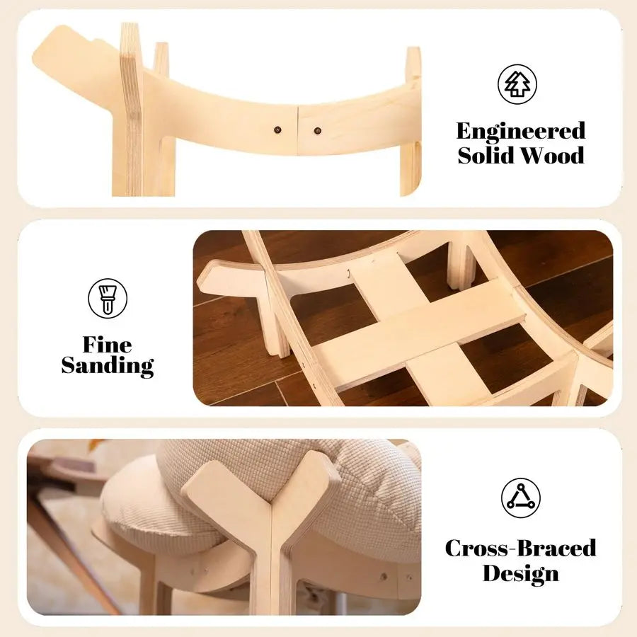 Wooden Elevated Cat Bed With Cushion Raised Kitty Lounge Chair For Indoor Cats And Small Puppies