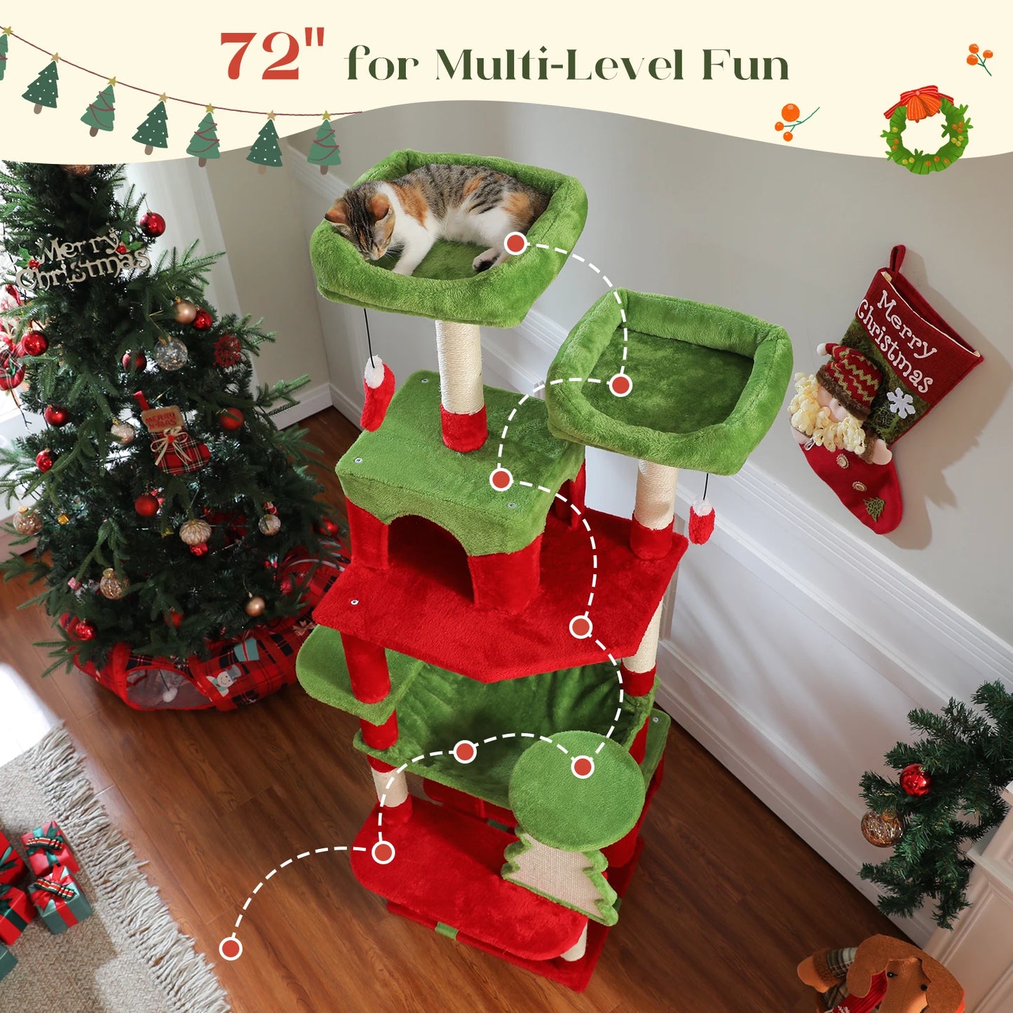 PAWZ Road Cat Tree Tower With Sisal Posts And Hammock