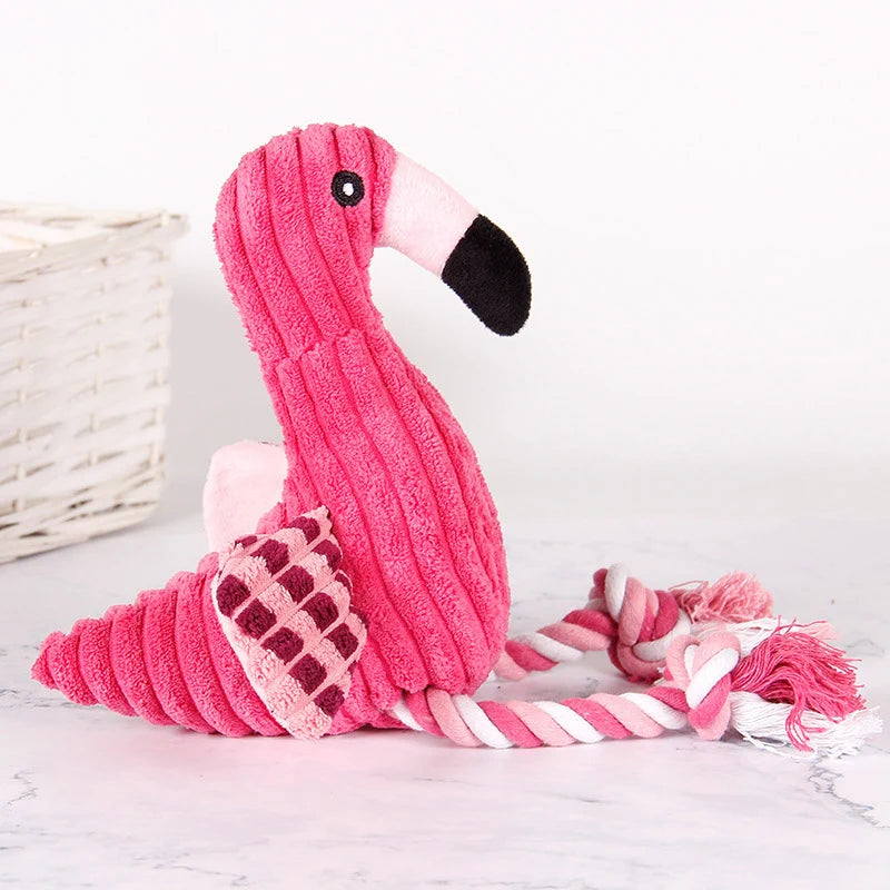 Plush Flamingo Squeaky Dog Toy for Small Dogs