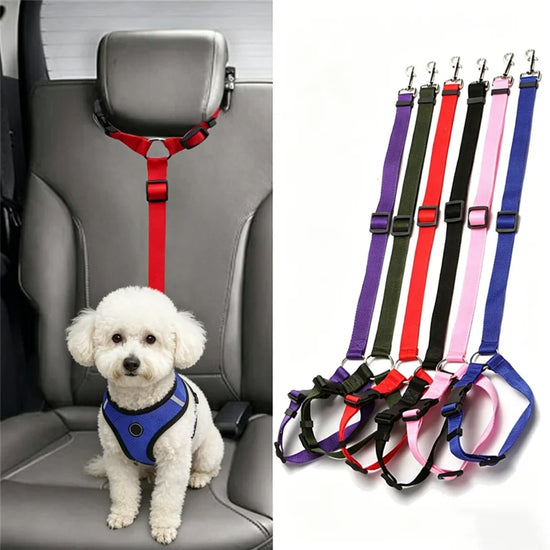 Adjustable Pet Car Seat Belt Two-in-One Nylon Lead