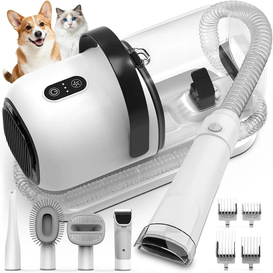 All-In-One Pet Grooming Vacuum Featuring Noise-Canceling Suction And Hair-Clipper