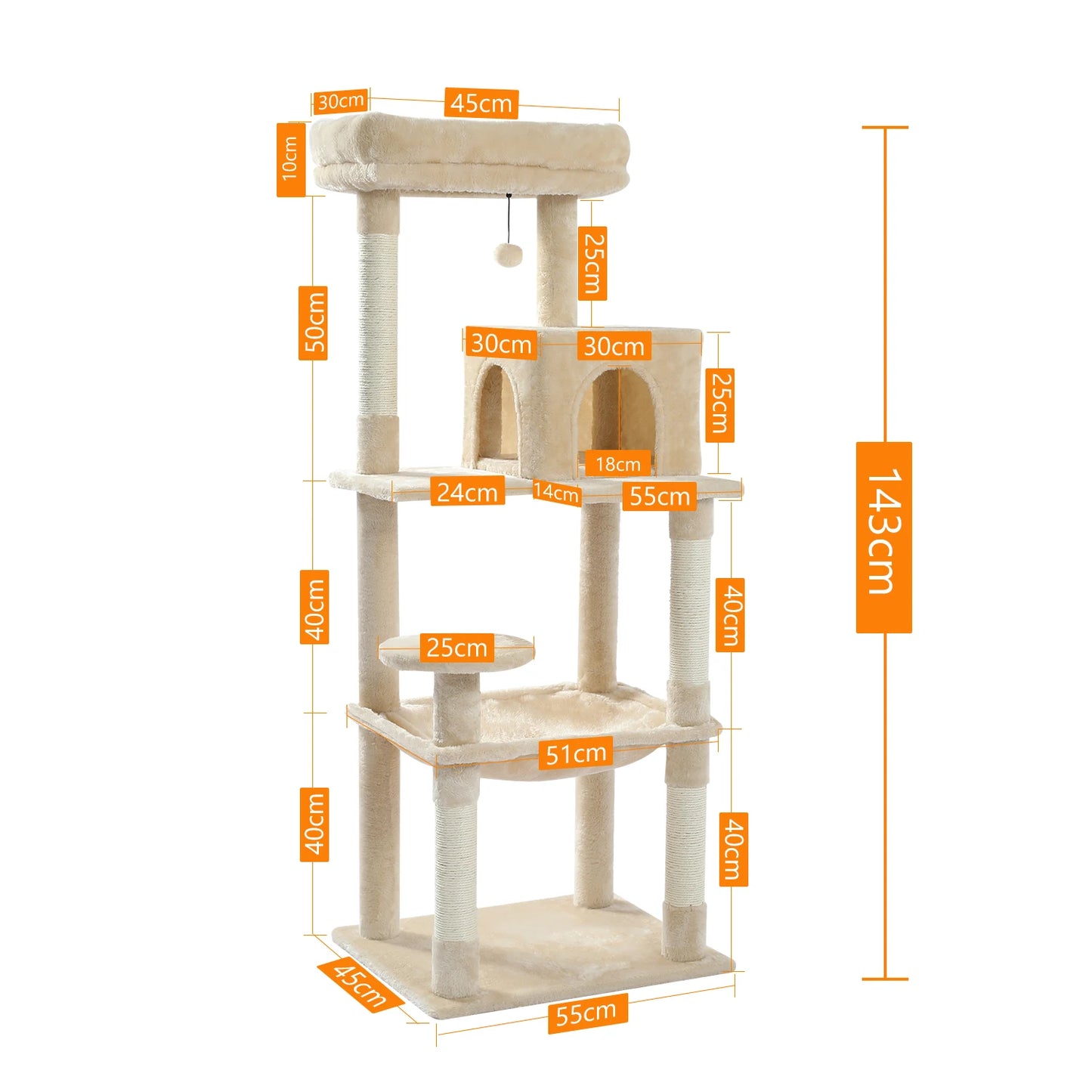 PAWZ Road Cat Tree Indoor 5-Level Tower For Large Cats