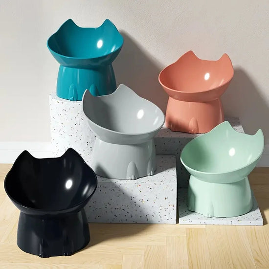 Elevated Cat Bowl With Anti Tip Tilted Edge For Cats